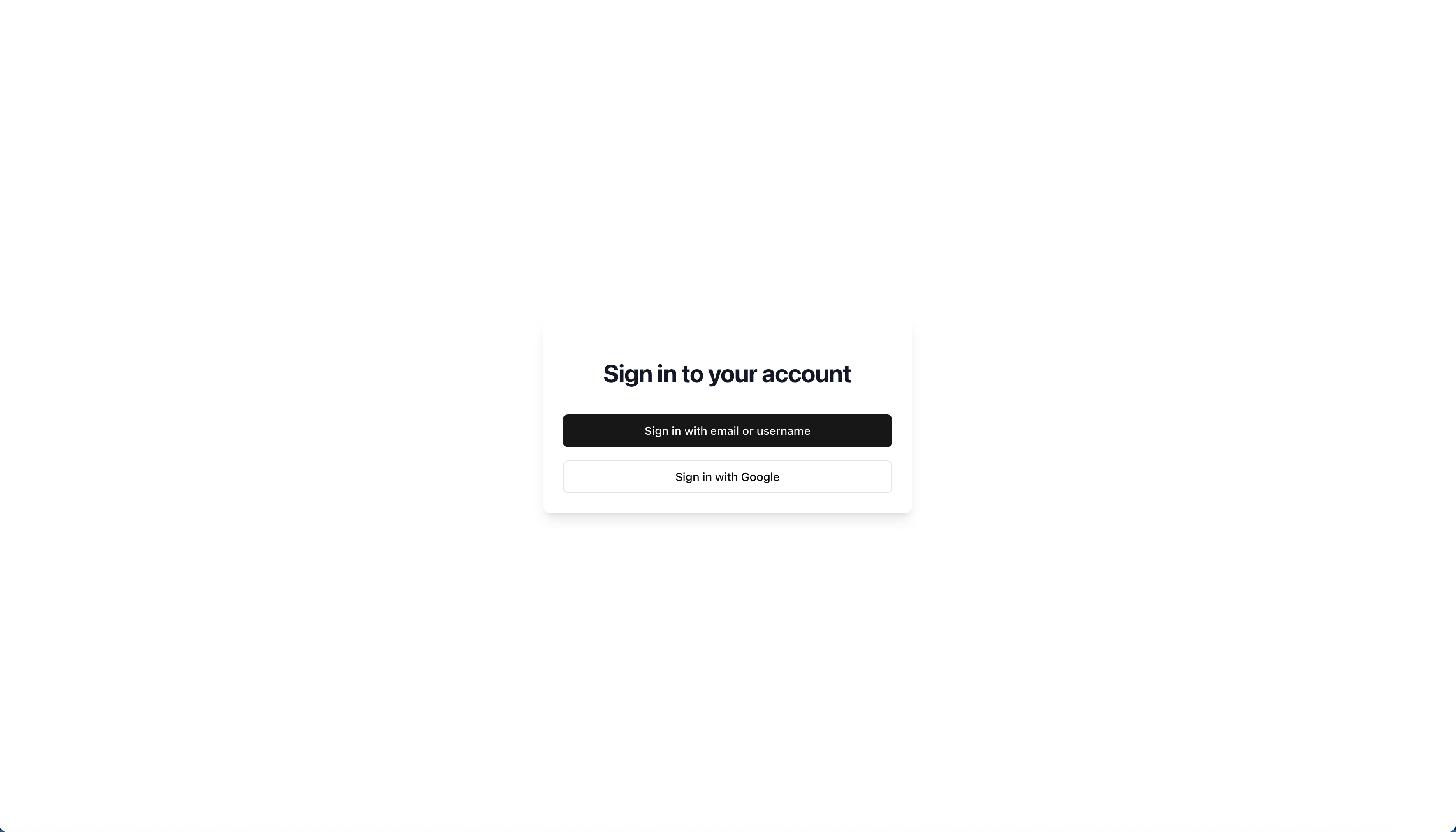 Chatbot UI - The login page, available with email or Google