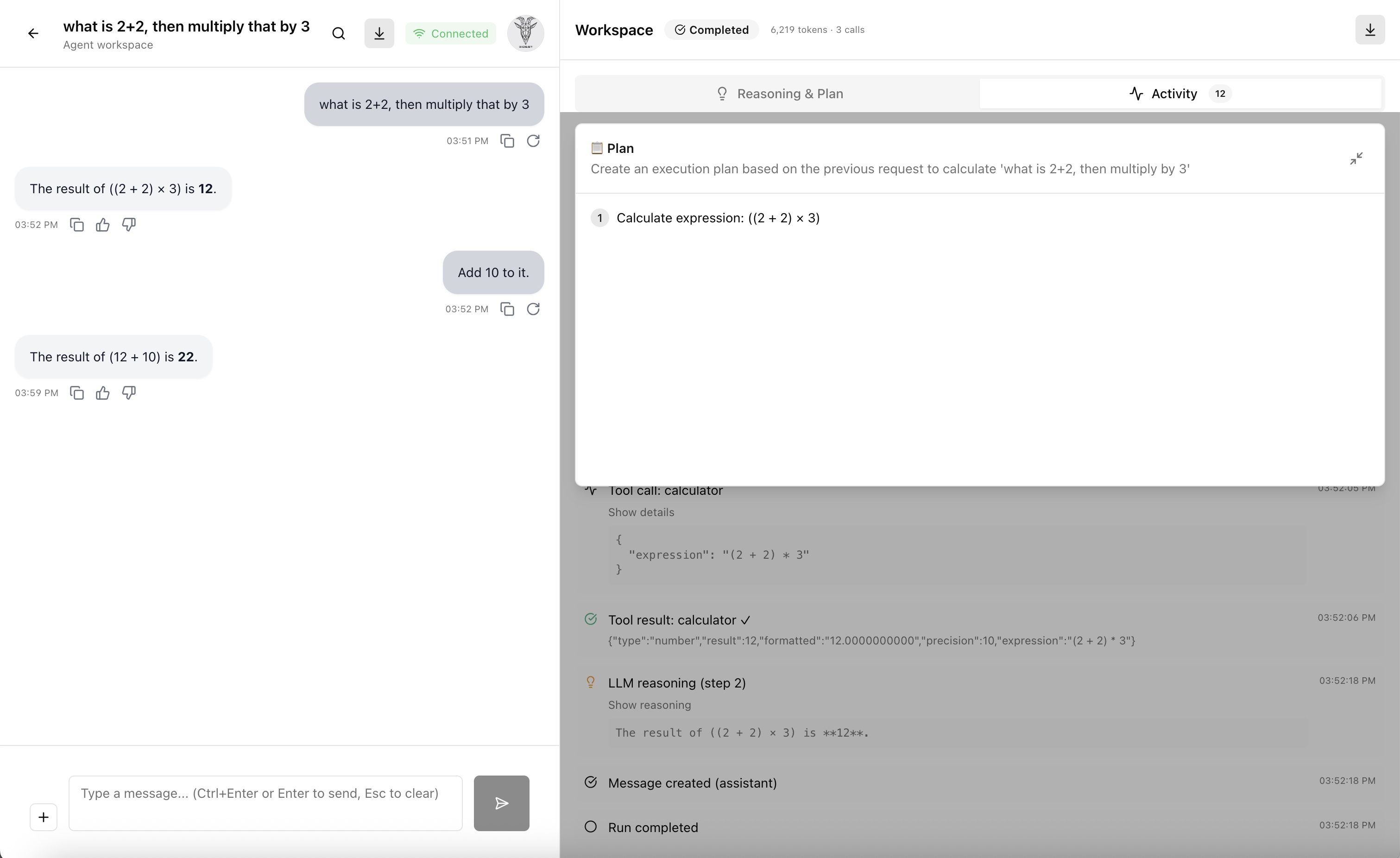 Agent plan and streaming execution